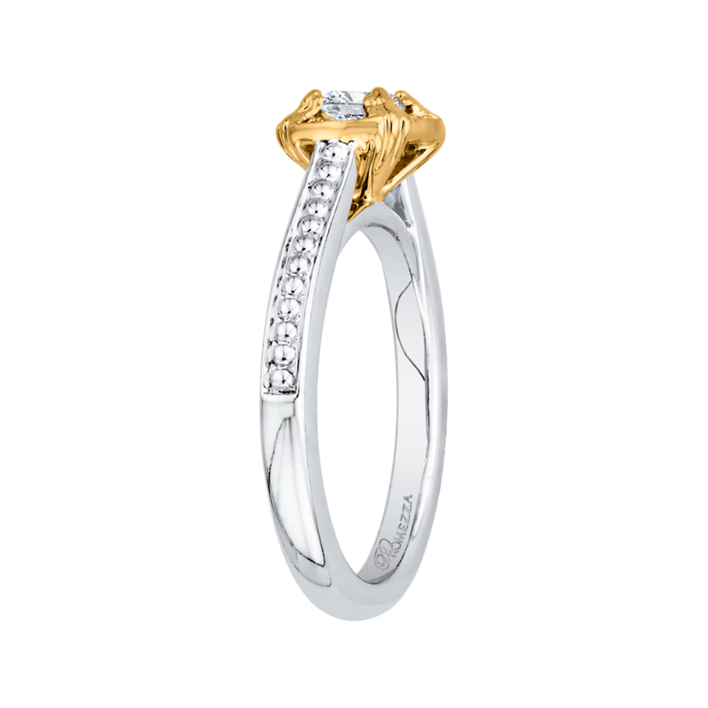 Round Diamond Engagement Ring in 14K Two Tone Gold