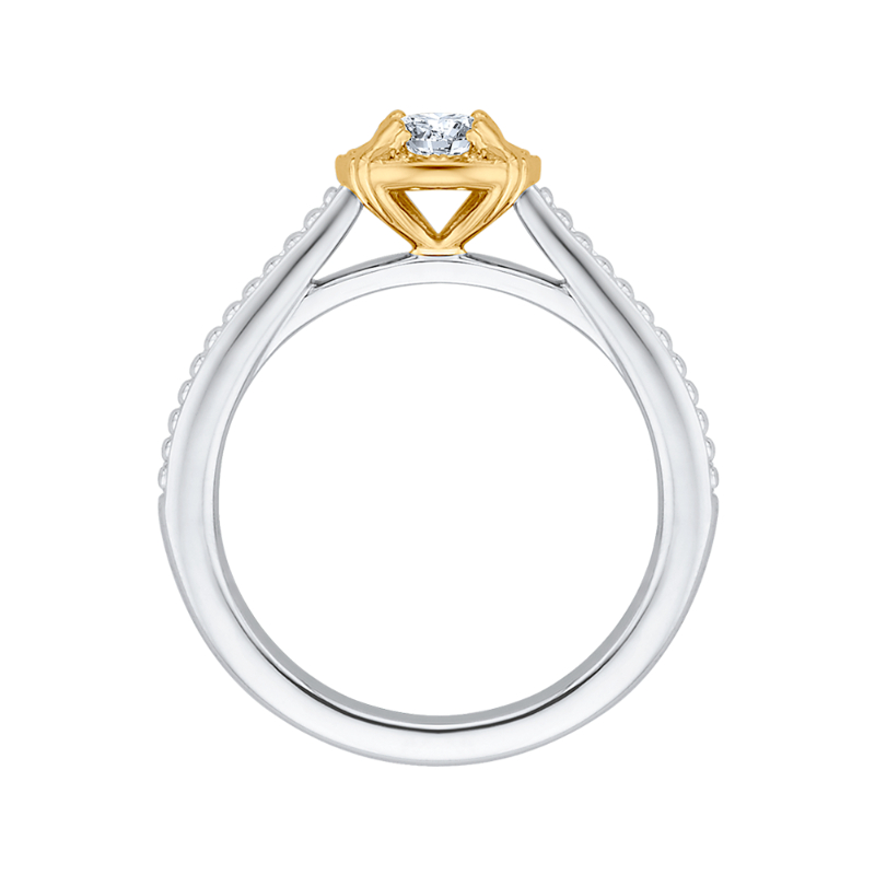 Round Diamond Engagement Ring in 14K Two Tone Gold