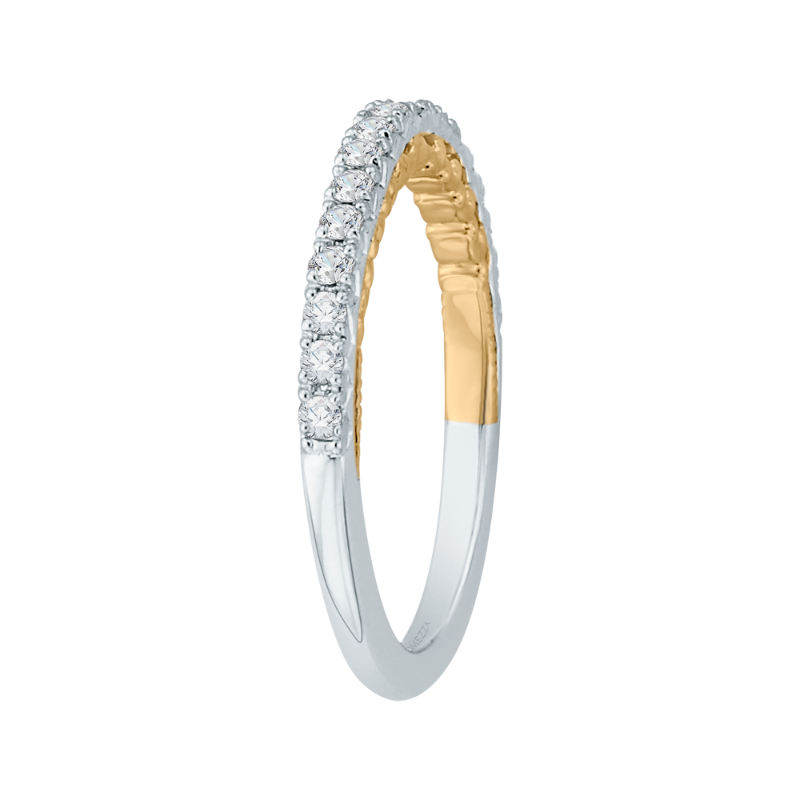 Round Diamond Half-Eternity Wedding Band in 14K Two Tone Gold
