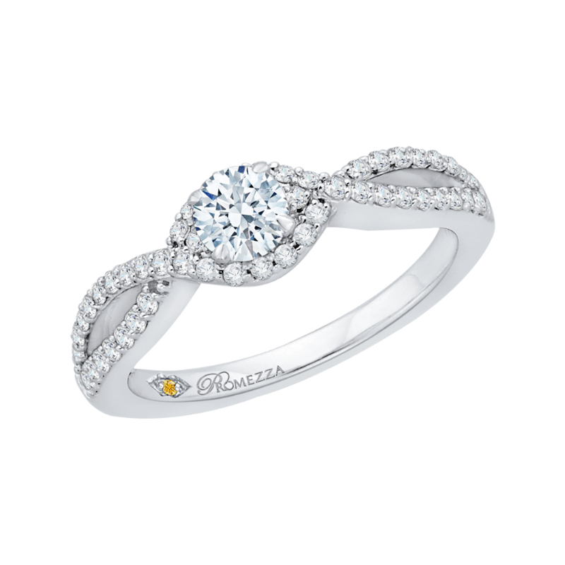 Split Shank Round Diamond Engagement Ring in 14K White Gold