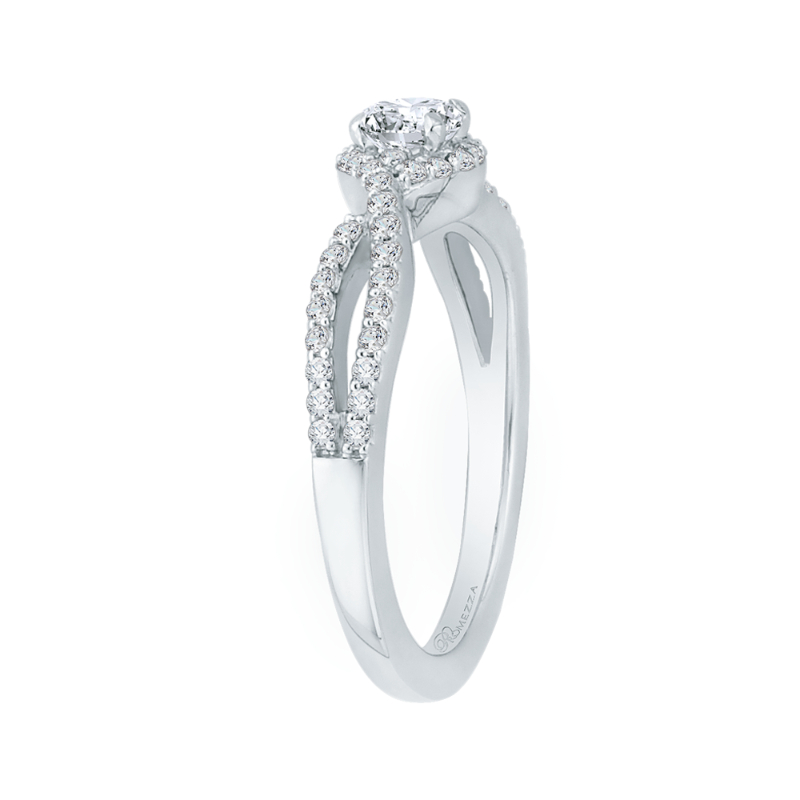 Split Shank Round Diamond Engagement Ring in 14K White Gold