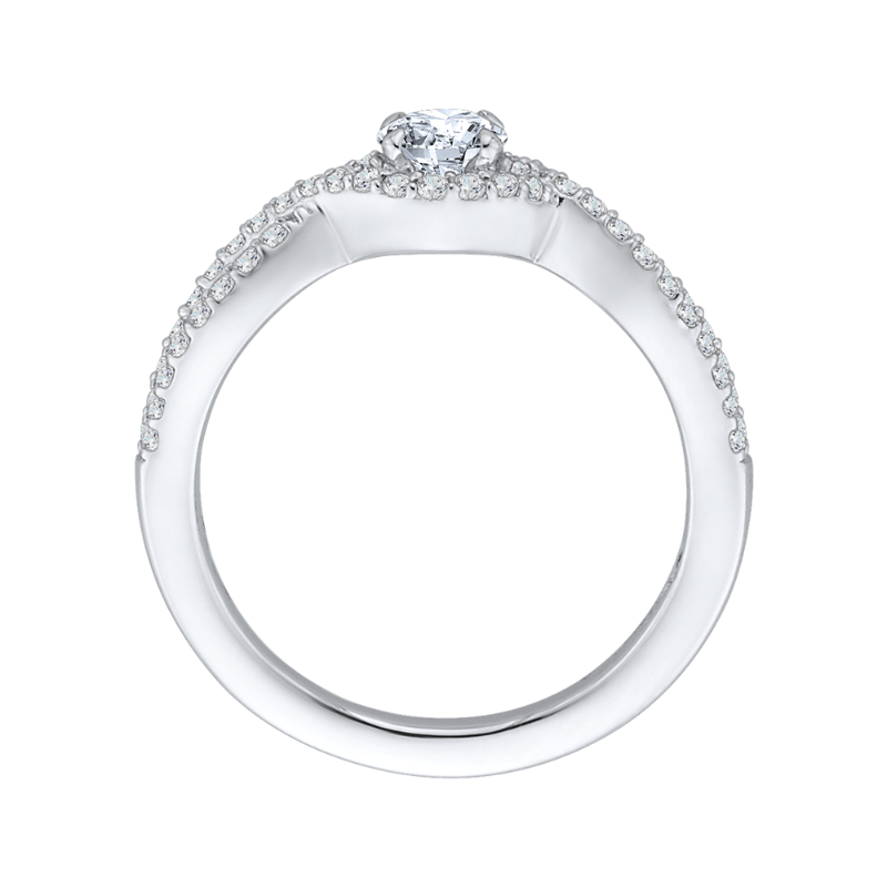 Split Shank Round Diamond Engagement Ring in 14K White Gold