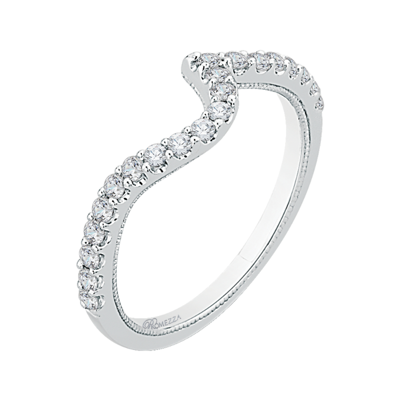 Round Diamond Half-Eternity Wedding Band in 14K White Gold