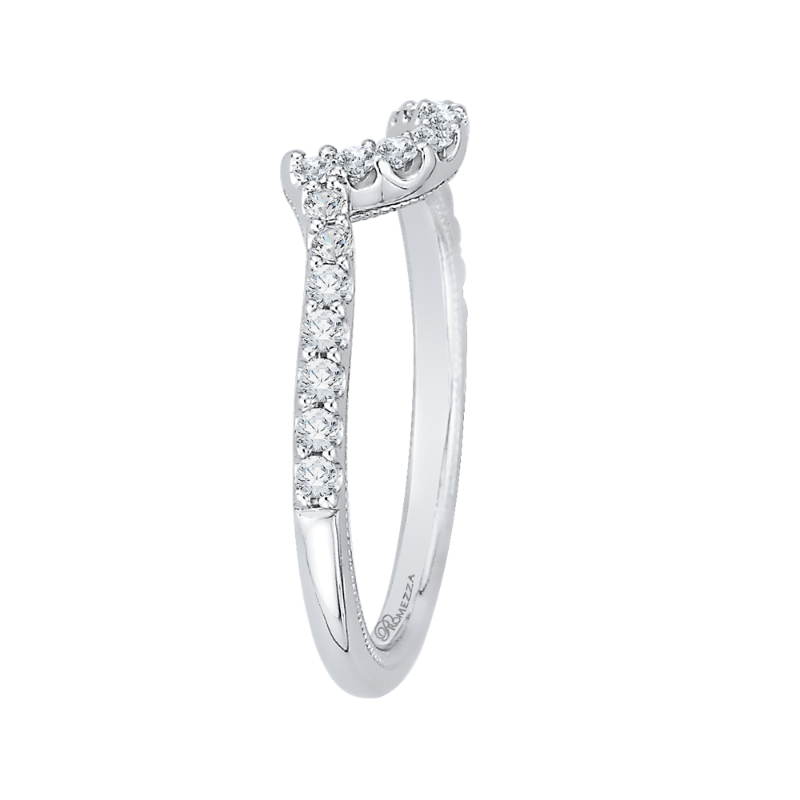 Round Diamond Half-Eternity Wedding Band in 14K White Gold