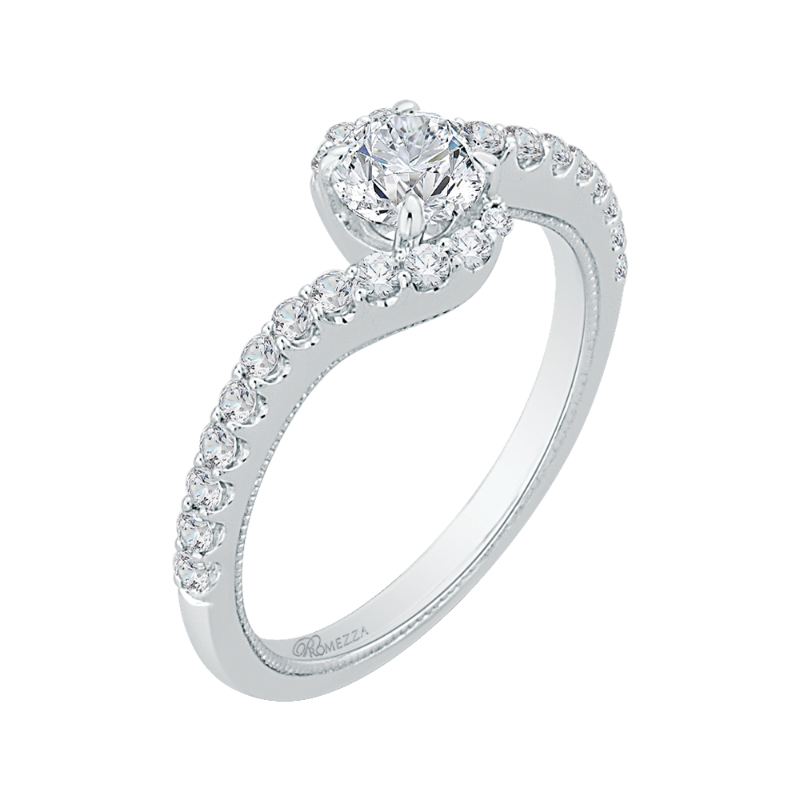 Round Diamond Promise Engagement Ring in 14K White Gold