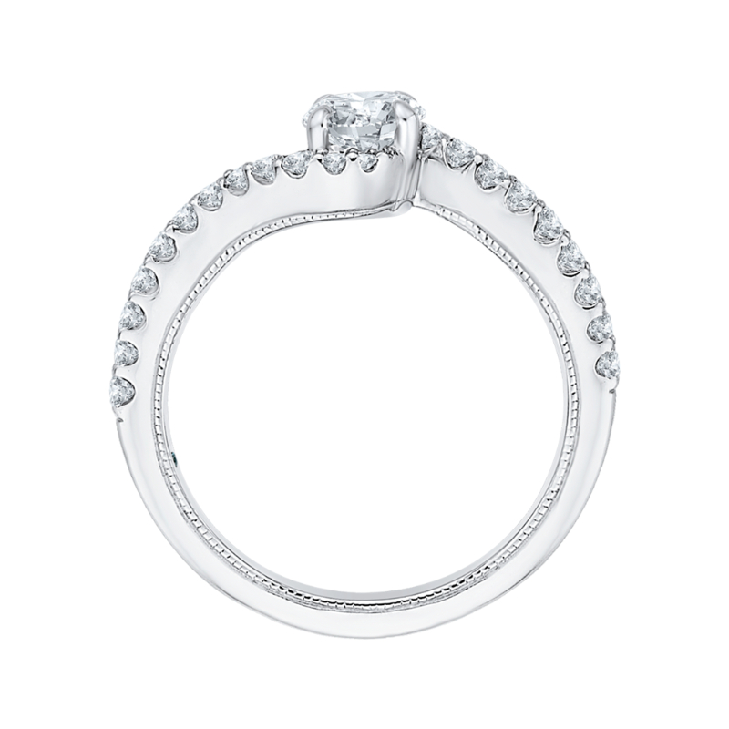Round Diamond Promise Engagement Ring in 14K White Gold