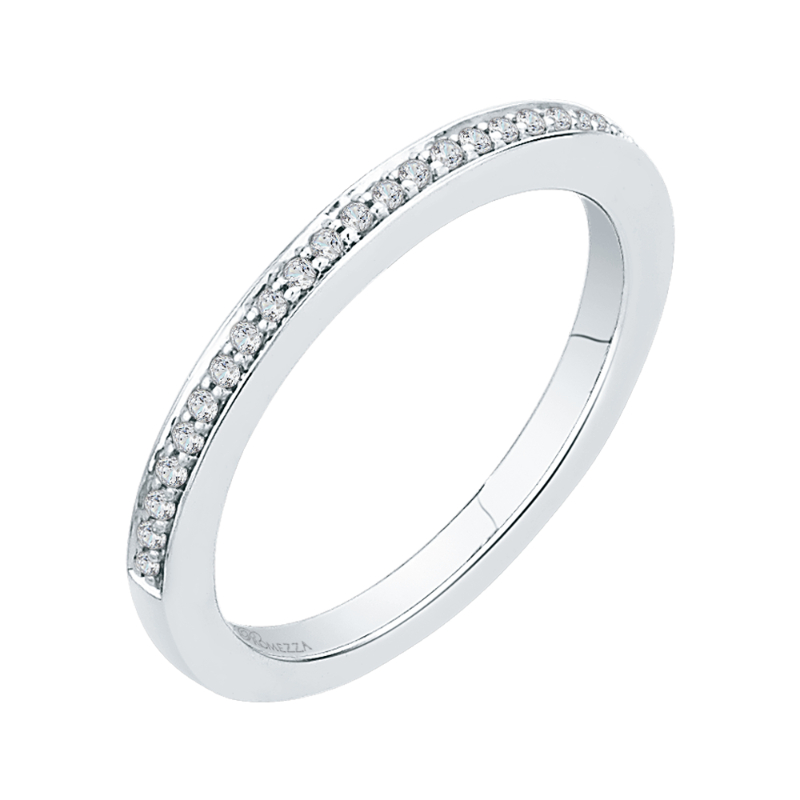 Round Diamond Half-Eternity Wedding Band in 14K White Gold
