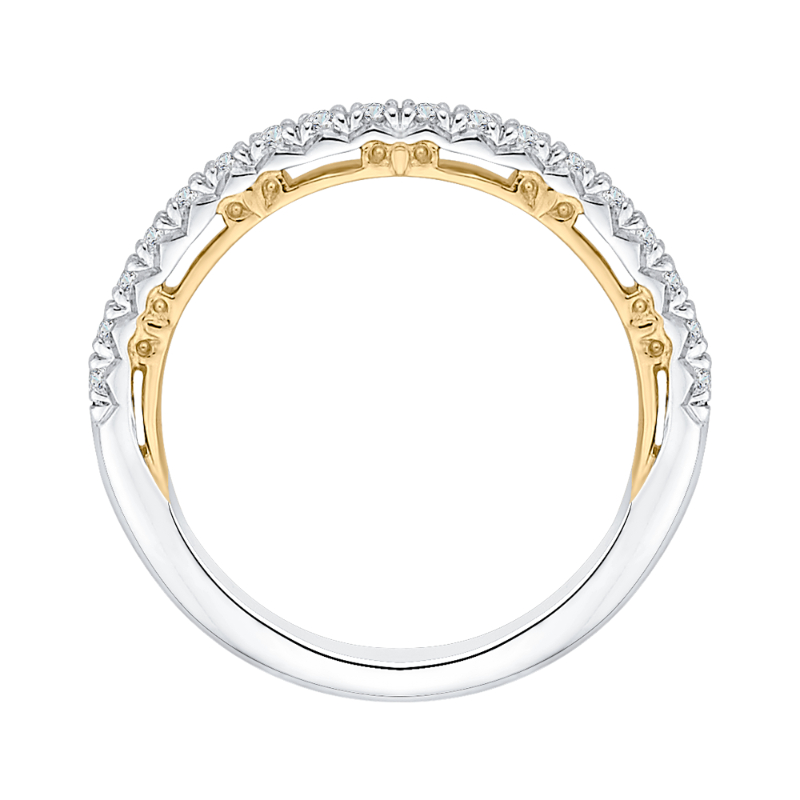 Round Diamond Half-Eternity Wedding Band in 14K Two Tone Gold