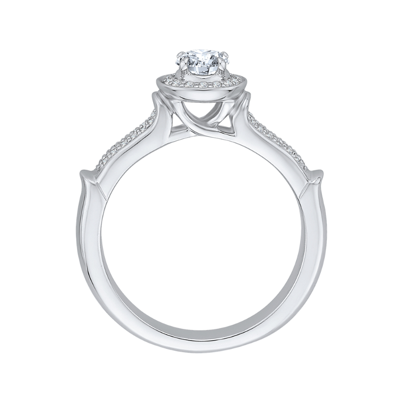 Round Diamond Halo Engagement Ring in 14K White Gold