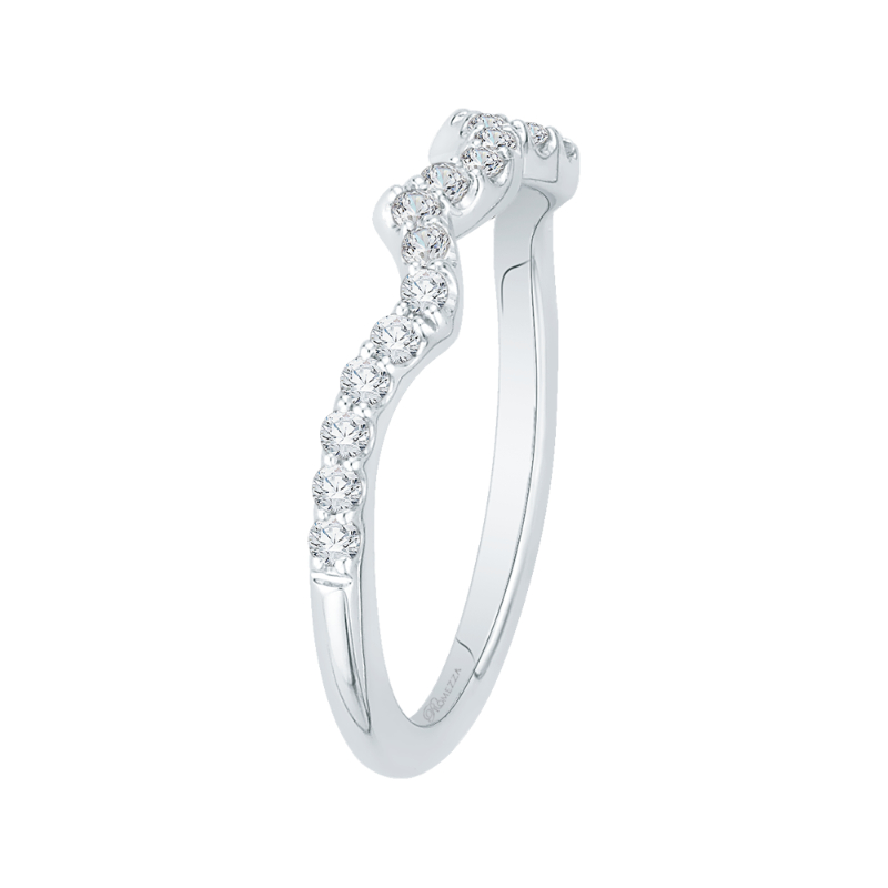 Round Diamond Half-Eternity Wedding Band in 14K White Gold