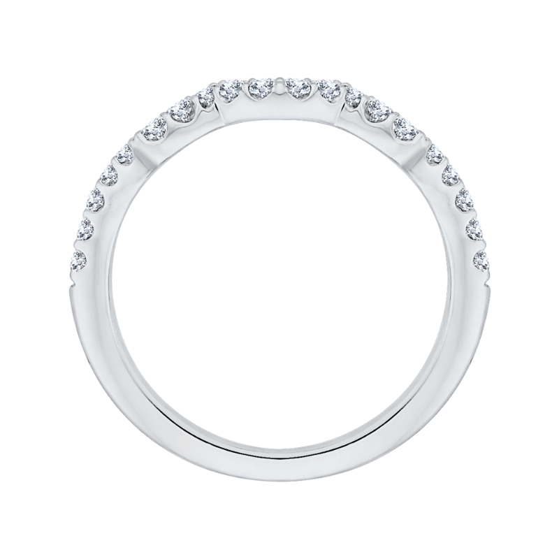 Round Diamond Half-Eternity Wedding Band in 14K White Gold