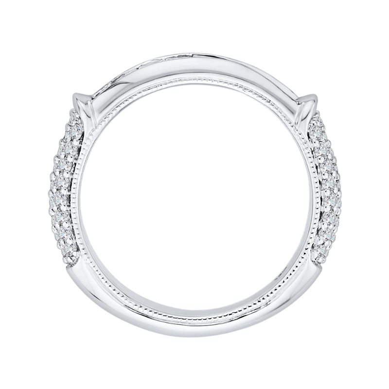Round and Princess Cut Diamond Wedding Band in 14K White Gold