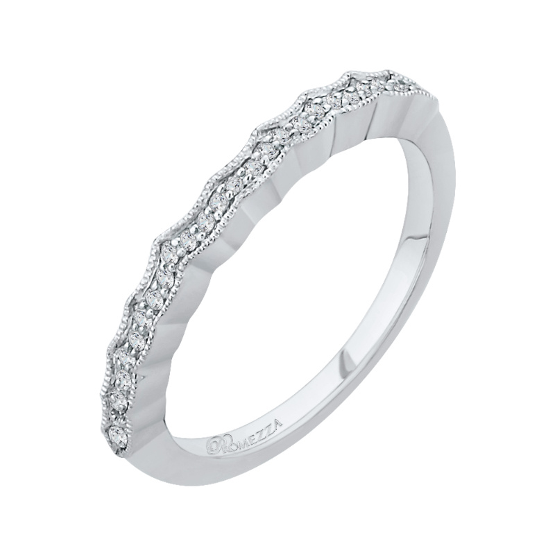Round Diamond Half-Eternity Wedding Band in 14K White Gold