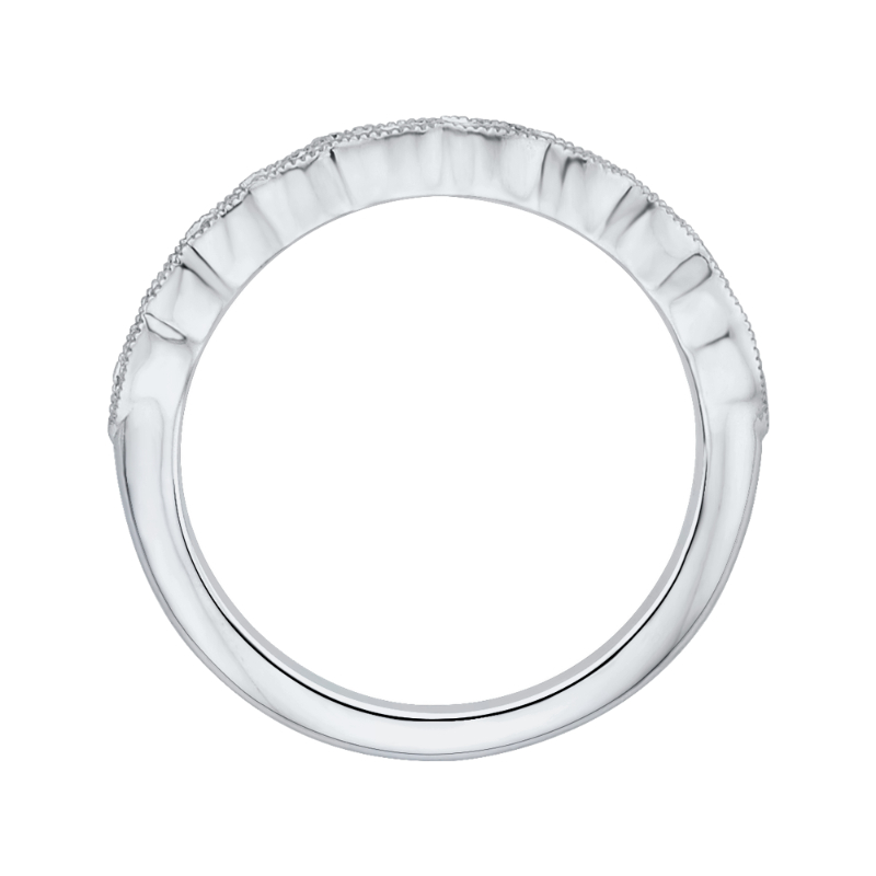 Round Diamond Half-Eternity Wedding Band in 14K White Gold