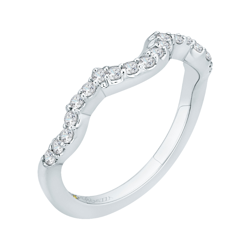 Round Diamond Half-Eternity Wedding Band in 14K White Gold