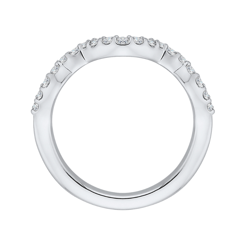 Round Diamond Half-Eternity Wedding Band in 14K White Gold