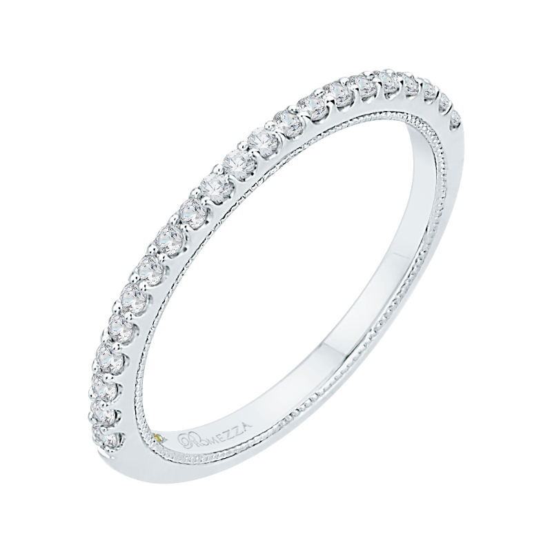 Round Diamond Half-Eternity Wedding Band in 14K White Gold