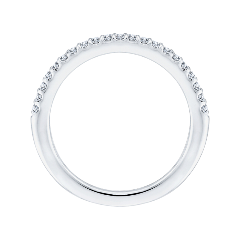 Round Diamond Half-Eternity Wedding Band in 14K White Gold