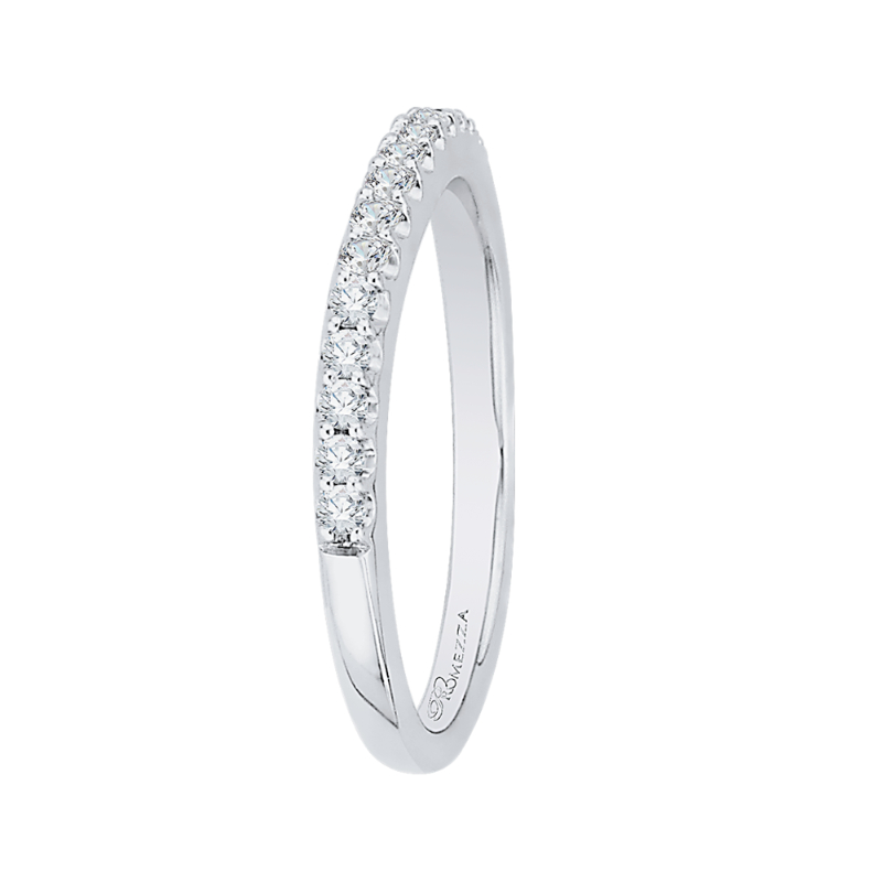 Round Diamond Half-Eternity Wedding Band in 14K White Gold