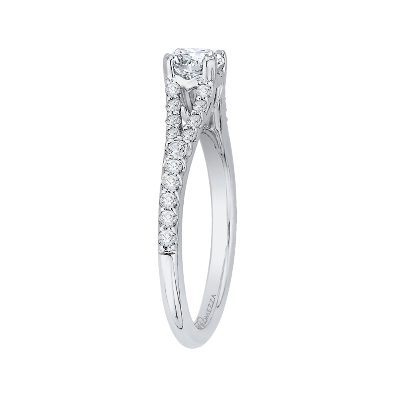 Split Shank Round Diamond Engagement Ring in 14K White Gold