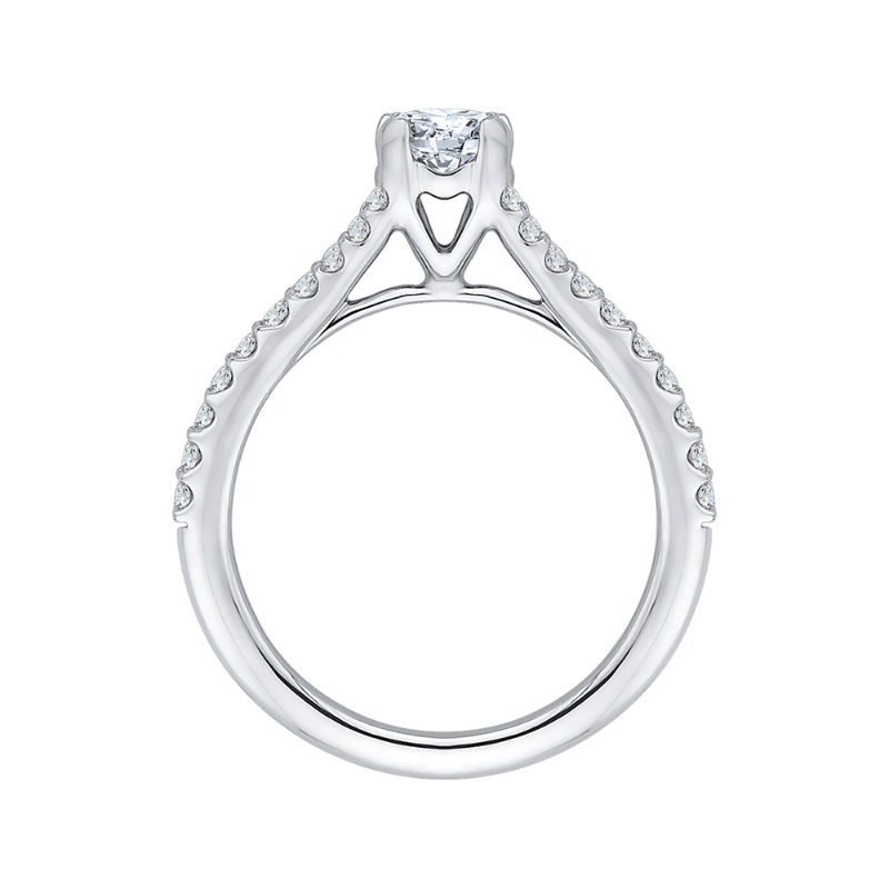 Split Shank Round Diamond Engagement Ring in 14K White Gold