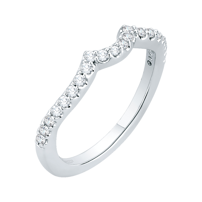 Round Diamond Half-Eternity Wedding Band in 14K White Gold