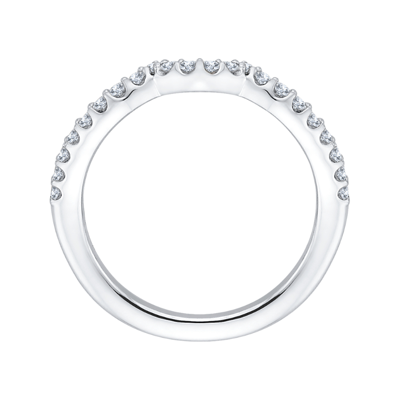 Round Diamond Half-Eternity Wedding Band in 14K White Gold