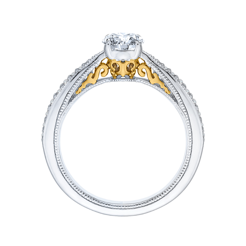 Round Diamond Engagement Ring in 14K Two Tone Gold