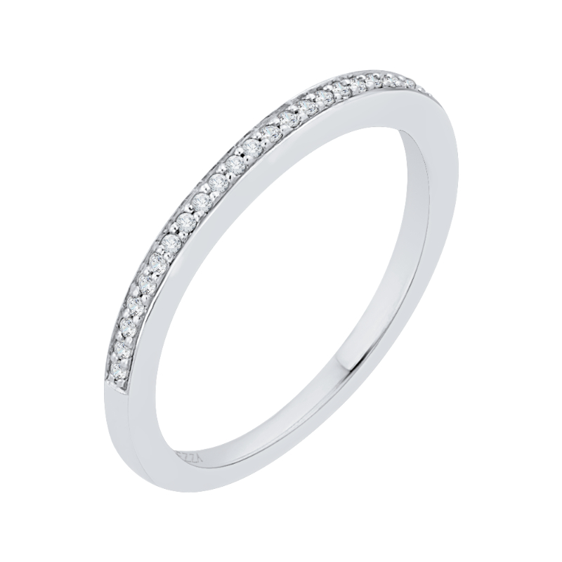 Round Diamond Half-Eternity Wedding Band in 14K White Gold