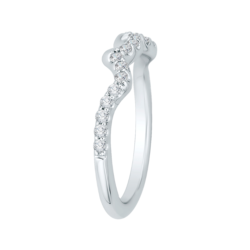 Round Diamond Half-Eternity Wedding Band in 14K White Gold