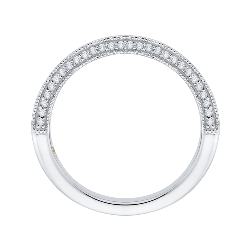 Princess Cut and Round Diamond Half-Eternity Wedding Band in 14K White Gold