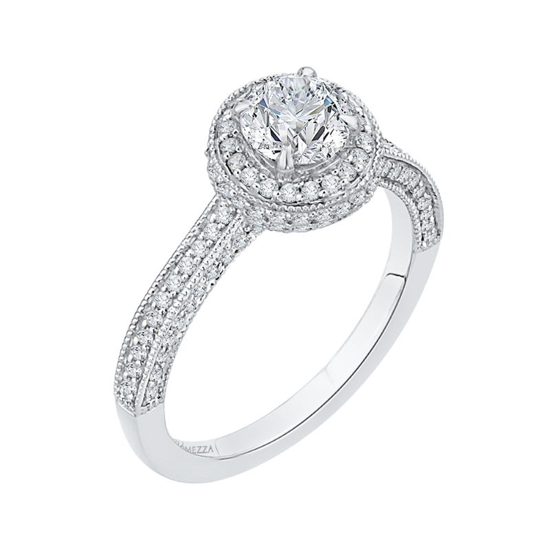 Diamond Halo Engagement Ring in 14K White Gold