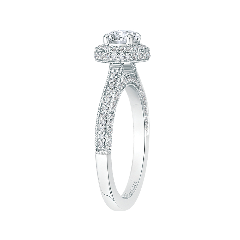 Diamond Halo Engagement Ring in 14K White Gold