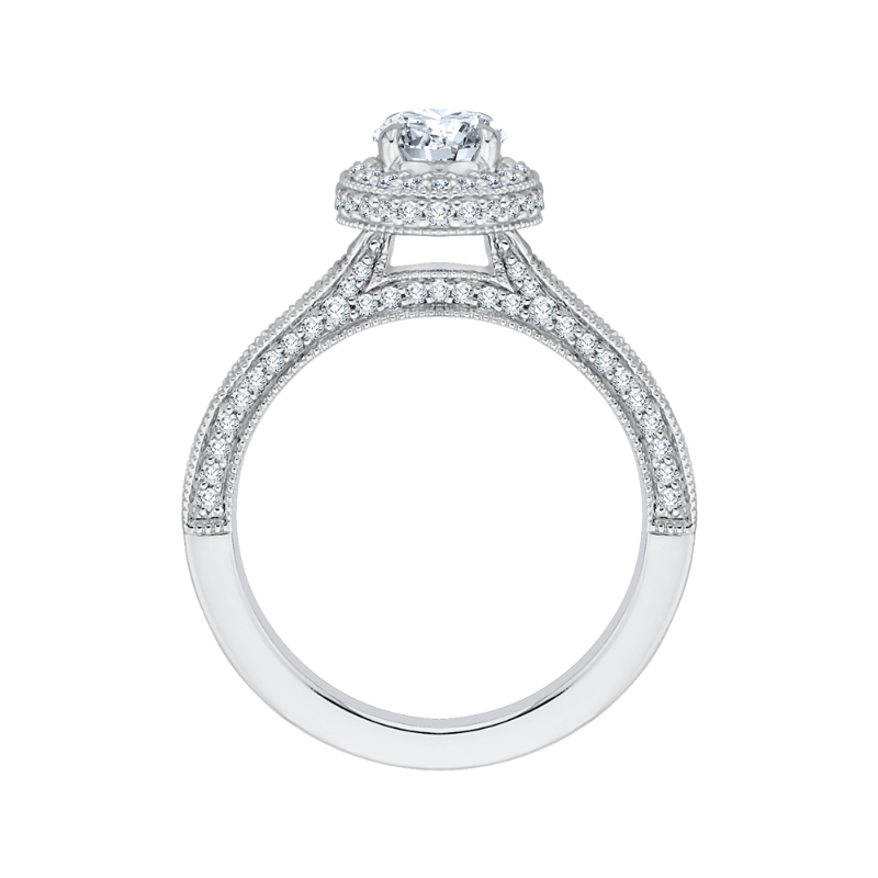 Diamond Halo Engagement Ring in 14K White Gold