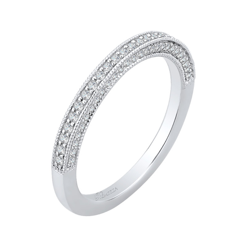 Round Diamond Half-Eternity Wedding Band in 14K White Gold