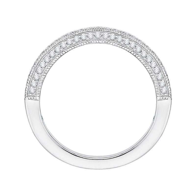 Round Diamond Half-Eternity Wedding Band in 14K White Gold