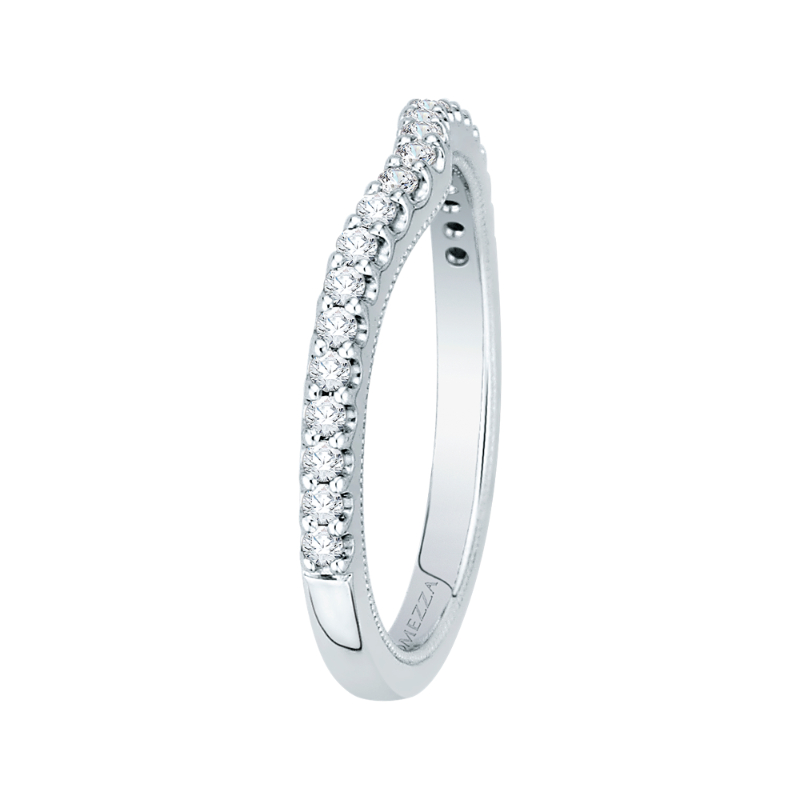 Round Diamond Half-Eternity Wedding Band in 14K White Gold