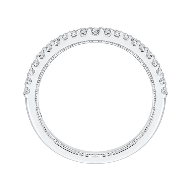 Round Diamond Half-Eternity Wedding Band in 14K White Gold