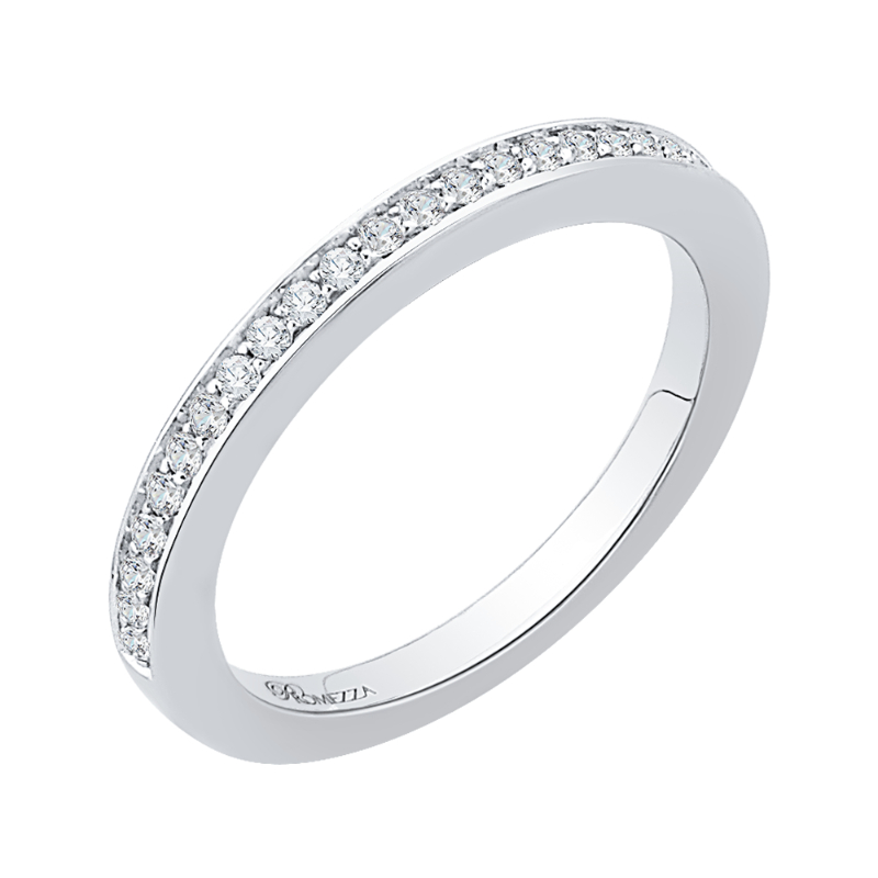 Round Diamond Half-Eternity Wedding Band in 14K White Gold