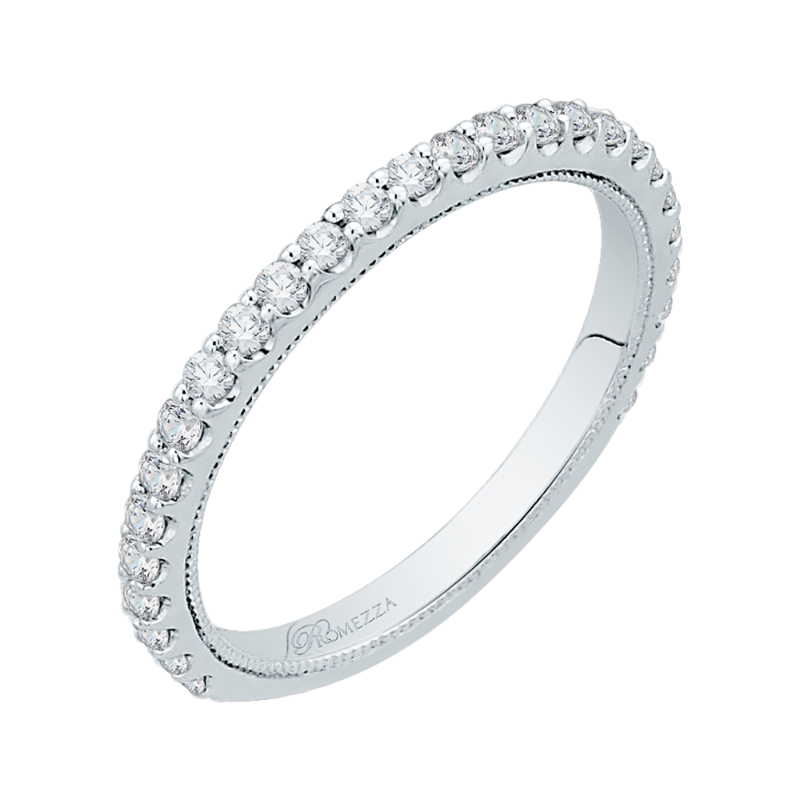 Round Diamond Wedding Band in 14K White Gold