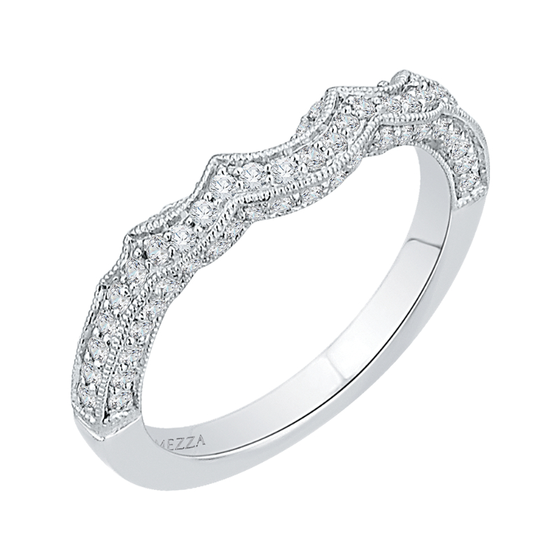 Round Diamond Half-Eternity Wedding Band in 14K White Gold