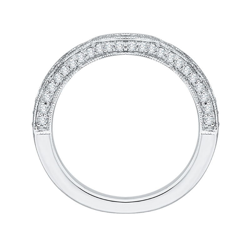 Round Diamond Half-Eternity Wedding Band in 14K White Gold
