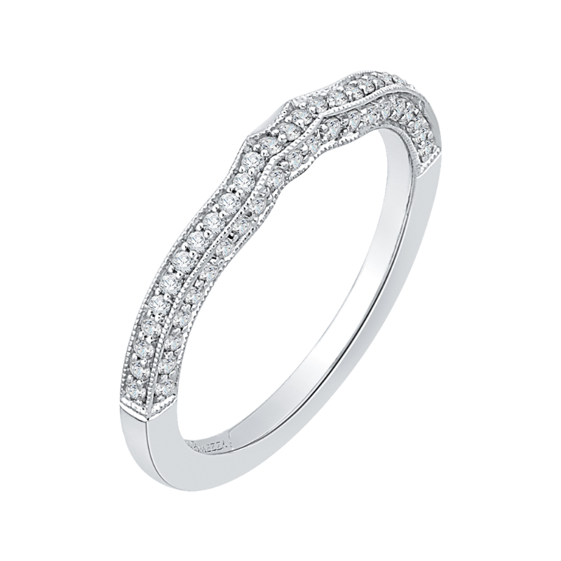 Round Diamond Half-Eternity Wedding Band in 14K White Gold