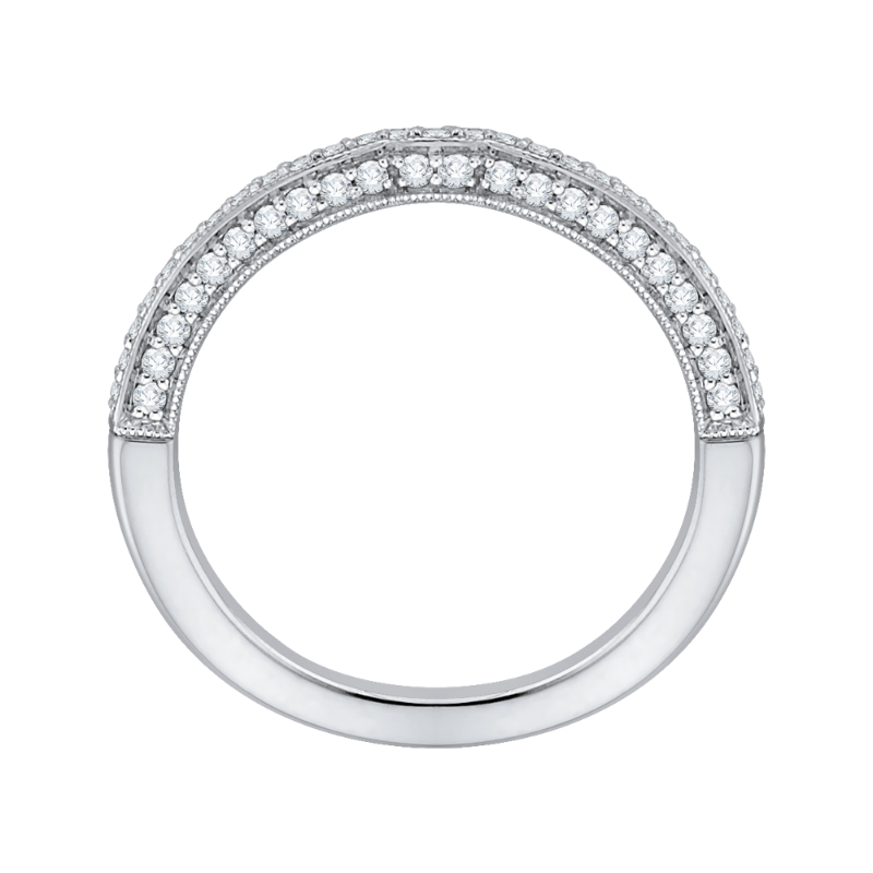 Round Diamond Half-Eternity Wedding Band in 14K White Gold
