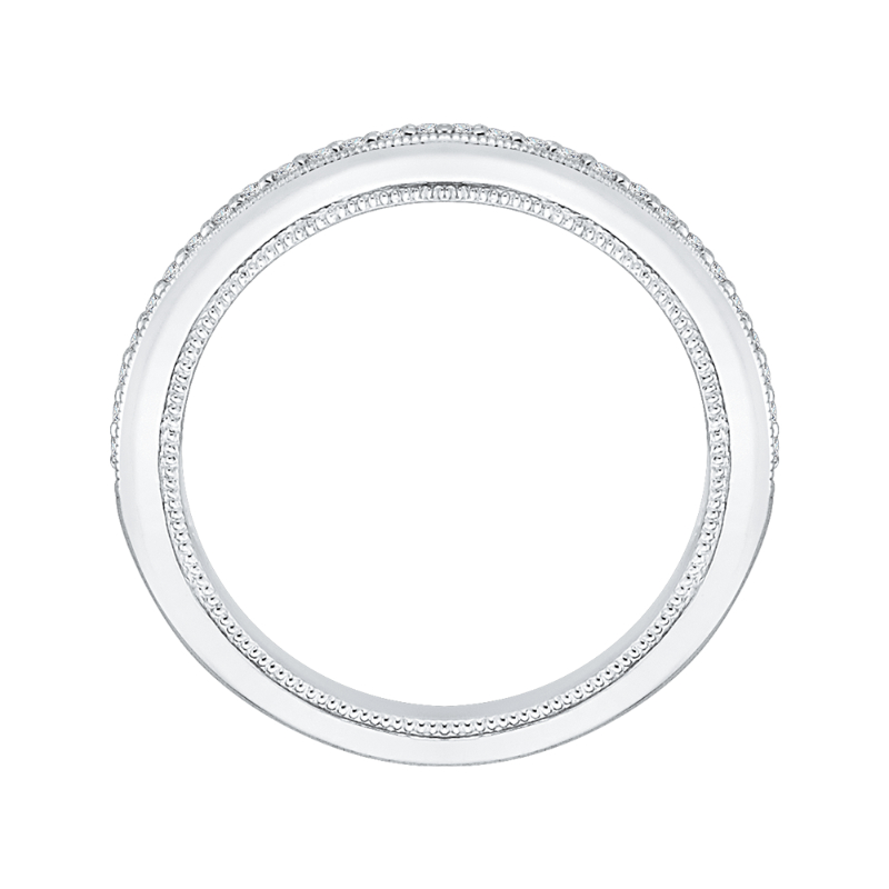 Round Diamond Half-Eternity Wedding Band in 14K White Gold