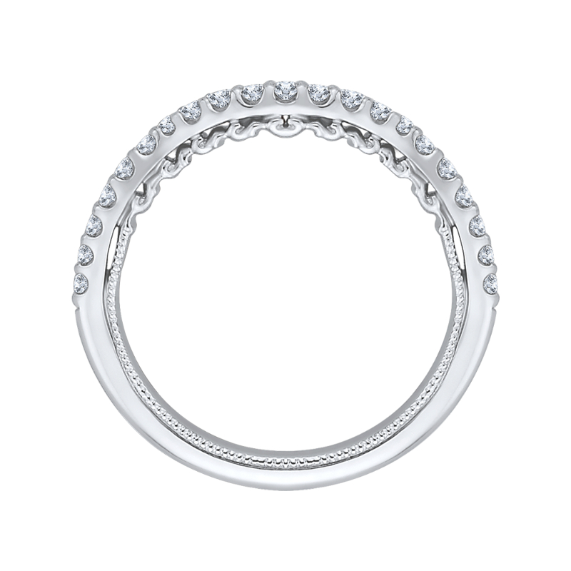 Round Diamond Half-Eternity Wedding Band in 14K White Gold