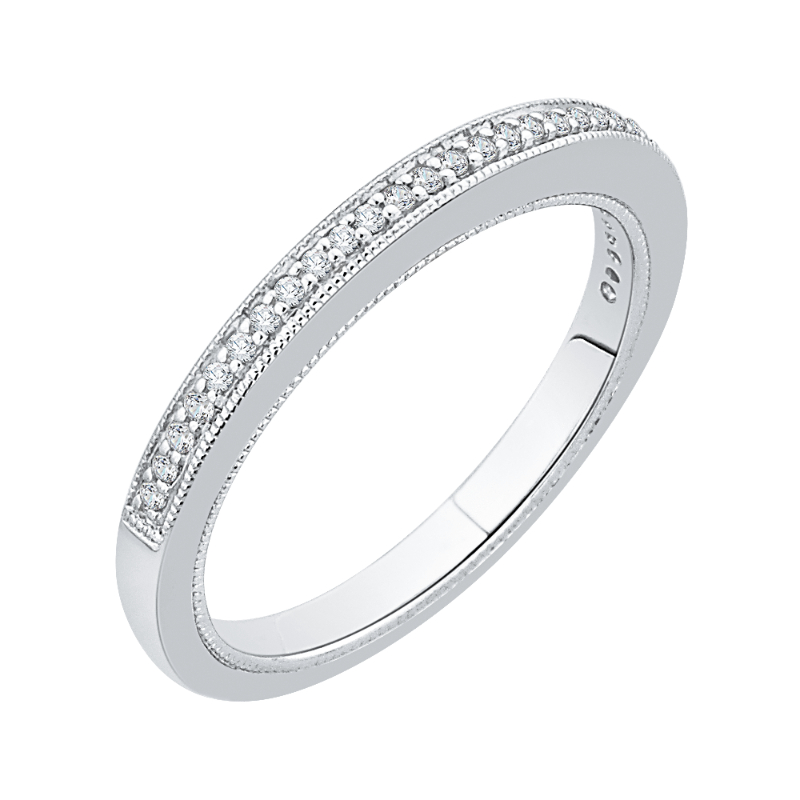 Round Diamond Half-Eternity Wedding Band in 14K White Gold