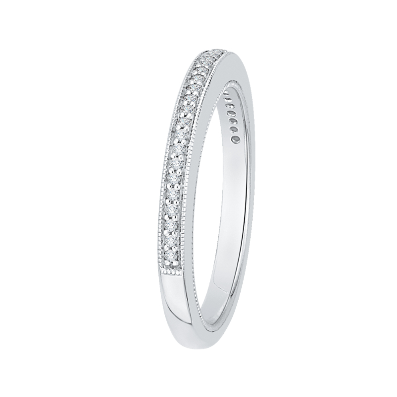 Round Diamond Half-Eternity Wedding Band in 14K White Gold