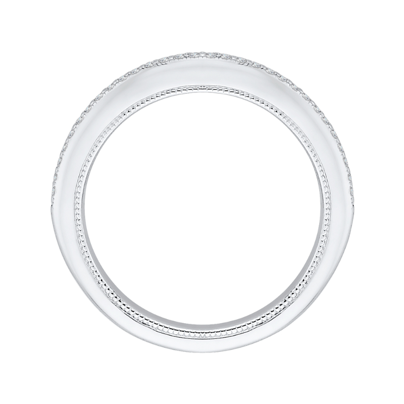 Round Diamond Half-Eternity Wedding Band in 14K White Gold