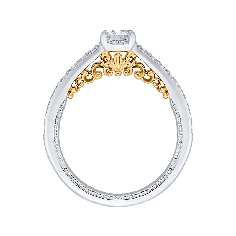 Round Diamond Engagement Ring in 14K Two Tone Gold